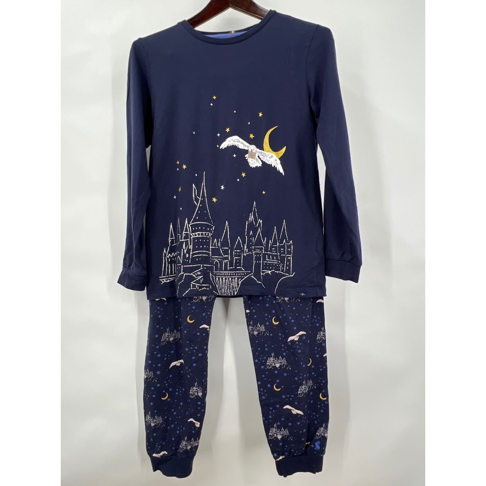 Joules Harry Potter Hogwarts Hedwig Navy Blue Pajama Set Kids Size 12 Years